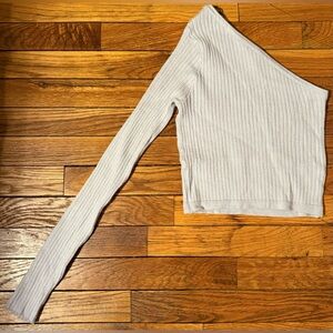 WISHFUL THINKING gray ribbed single long sleeve sweater top medium m